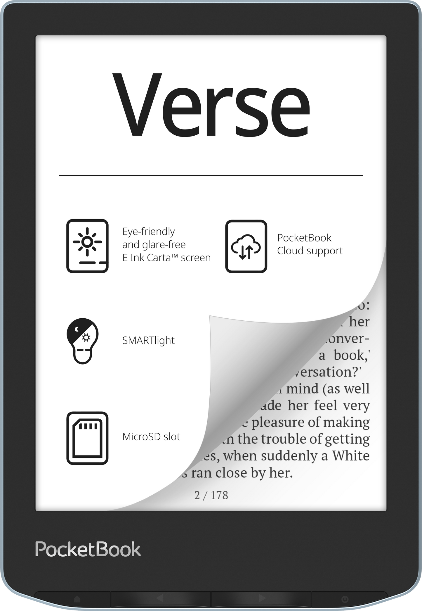 Pocketbook Verse e-reader - with page turn buttons