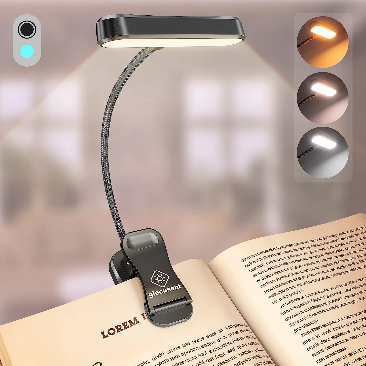 Reading Light, 9 LED Book Light with Touch Control, USB Rechargeable Reading  Light Clip on Book, 3 Brightness Modes (Warm & White LED), Flexible Book  Clamp Light for Bed, Tablet, E-Reader 