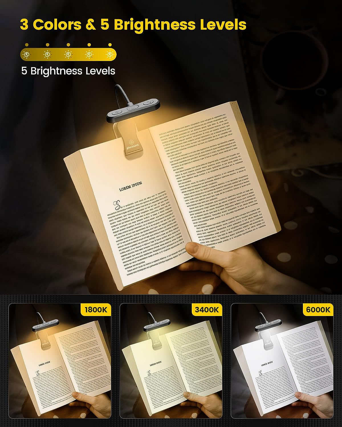 Remarkable 2, Supernote Book Light - Warm and Cool Clip-On
